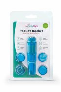 EasyToys Pocket Rocket Blue - Kompaktowy masażer intymny z 4 nasadkami