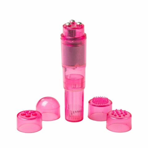 Easytoys Pocket Rocket Pink - Mini masażer z czterema końcowkami