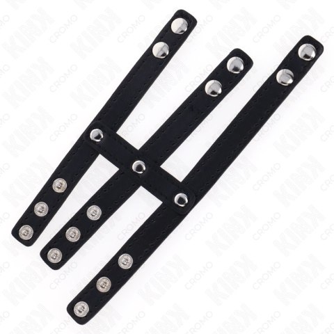 KINK Skorzany Potrojny Pierścień z Zapięciem Ciśnieniowym - Regulowany Czarny