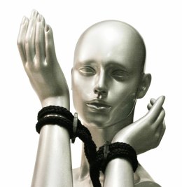 XR Brands Original Sin - wytrzymałe czarne kajdanki linowe 48 cm