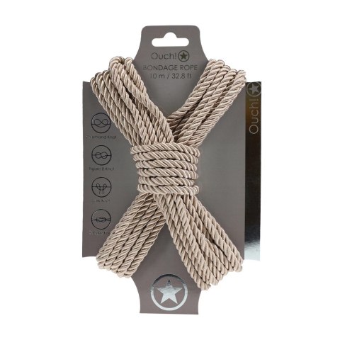 Shots Bondage Rope 10m złoty - wytrzymała lina poliestrowa