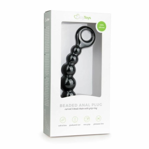Sinner Gear Korek analny silikonowy z koralikami, czarny, 14 cm