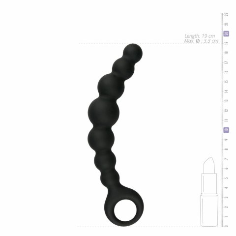 Sinner Gear Korek analny silikonowy z koralikami, czarny, 14 cm