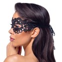 ZADO Black Mask - Elegancka Opaska z Haftem i Oczkami, Czarna