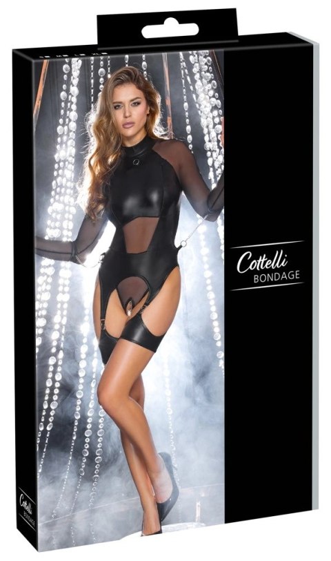 Cottelli Bondage Body XL - zestaw z siateczki i kajdankami, czarny