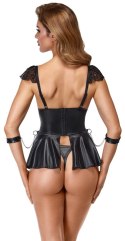 Cottelli Collection Bondage Babydoll L czarna koronka z kajdankami