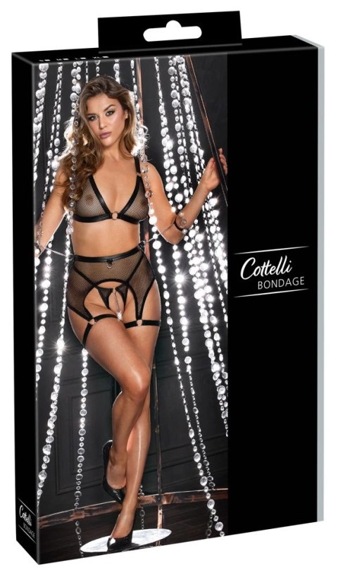 Cottelli Collection Bondage zestaw bielizny L z siateczką i matowymi detalami