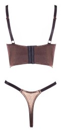 Abierta Fina Shelf Bra Set brązowo-złoty z eleganckimi detalami S