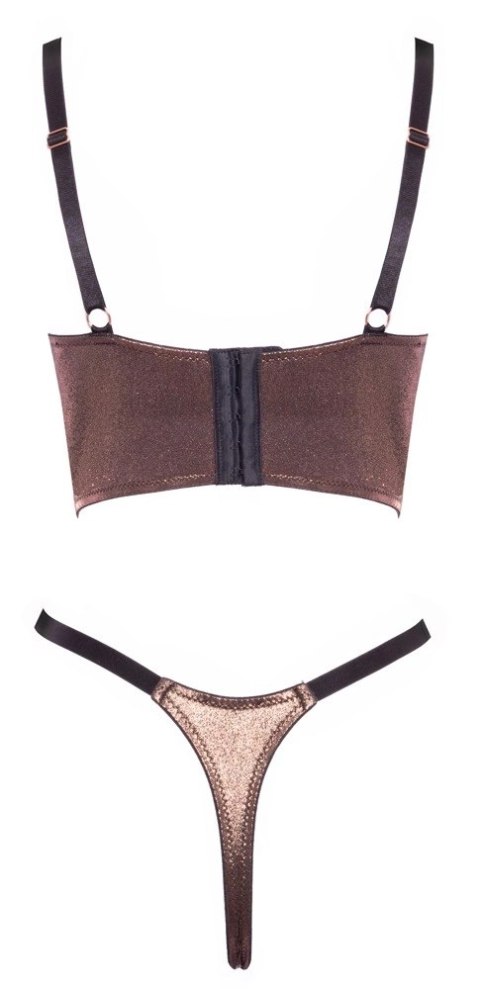 Abierta Fina Shelf Bra Set brązowo-złoty z eleganckimi detalami S