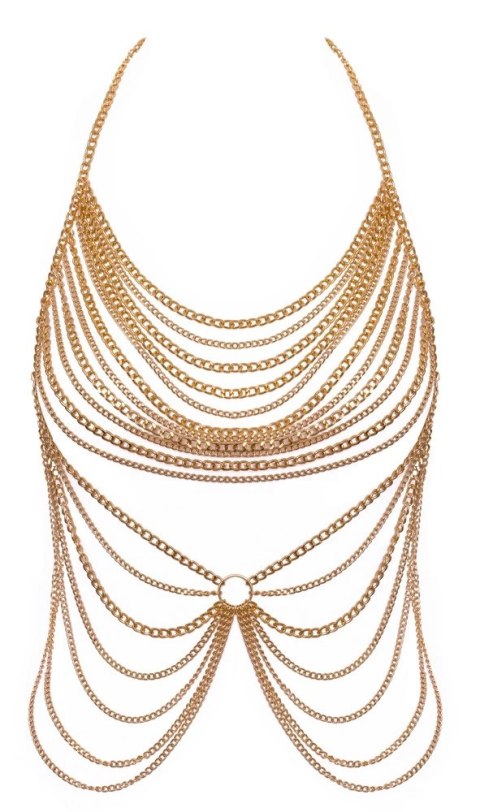 Cottelli Body Chain złoty - elegancka ozdoba na ciało, regulowana
