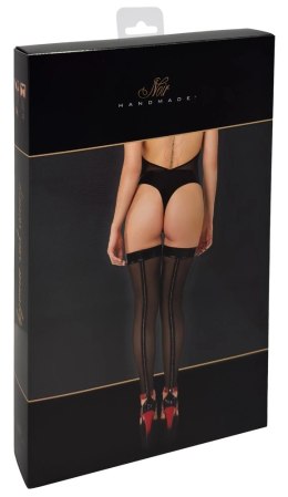 Noir Handmade podkolanowki XL czarne, transparentne z ozdobnymi kryształkami