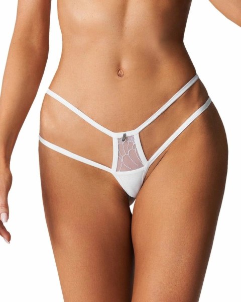 Obsessive Arrowel białe figi z koronką i ozdobnym zawieszeniem 2XL/3XL
