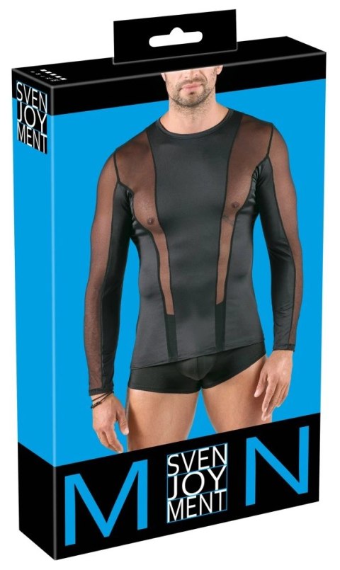 Svenjoyment Koszula Męska L Długi Rękaw Czarna Siateczka Elastyczna