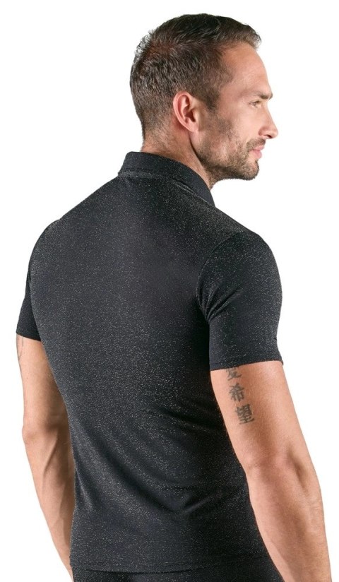 Svenjoyment Koszula Męska Lurex Srebrna 2XL z Kołnierzykiem