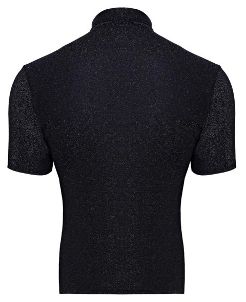 Svenjoyment Koszula Męska Lurex Srebrna 2XL z Kołnierzykiem