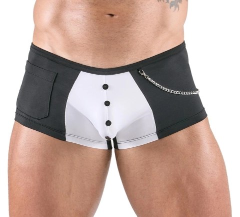 Svenjoyment Spodnie Kelnerskie L Czarno-Białe z Ozdobnymi Guzikami