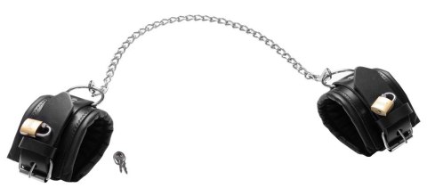 ZADO Skorzane mankiety na kostki z łańcuchem 50 cm, czarne, regulowane