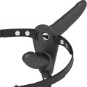 Fetish Submissive Harness Double System Czarny, Wibracja, Regulowany