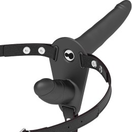 Fetish Submissive Harness Double System Czarny, Wibracja, Regulowany