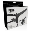 Fetish Submissive Harness Double System Czarny, Wibracja, Regulowany