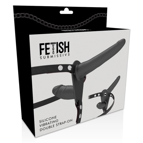 Fetish Submissive Harness Double System Czarny, Wibracja, Regulowany