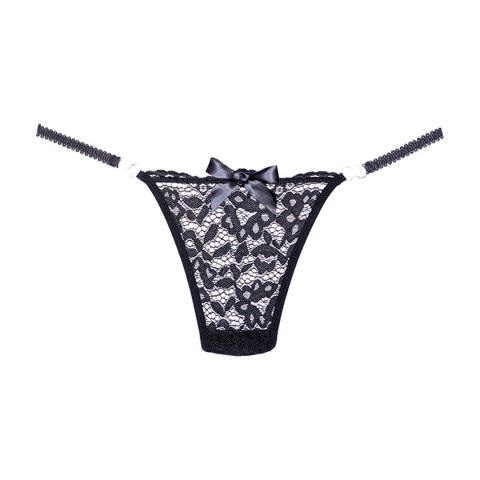 Allure Lace - Stringi koronkowe uniwersalne, czarne, komfortowy kroj