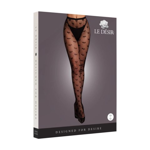 Leg Avenue Heart Patterned Tights Black uniwersalne serduszka