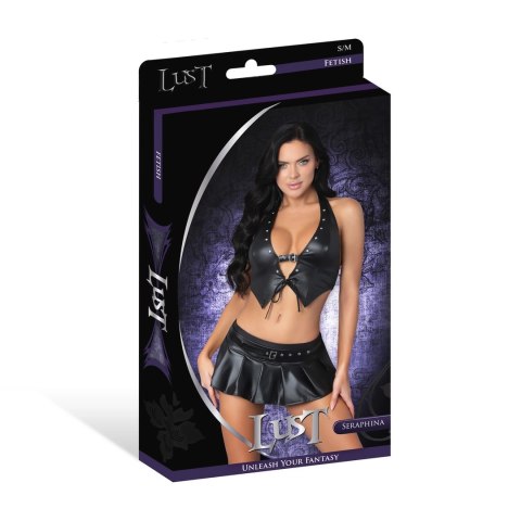 Magic Silk Seraphina L/XL zestaw: kamizelka, stringi, spodniczka, czarny