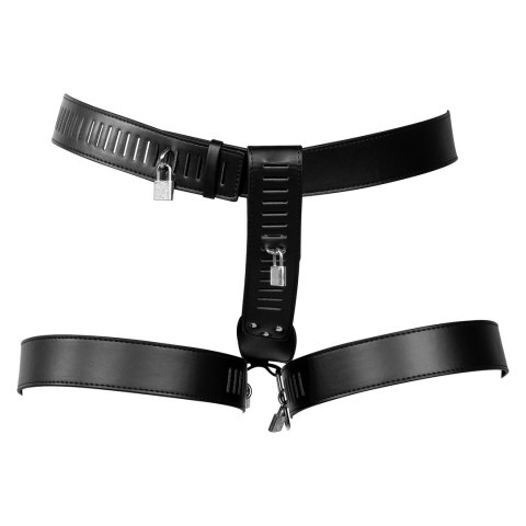 OUCH! Xtreme pas intymny damski z pasami na uda czarny PU Leather