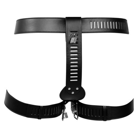 OUCH! Xtreme pas intymny damski z pasami na uda czarny PU Leather