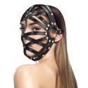 Ouch! Cage Mask Black - Regulowana maska z ekoskory, unisex