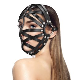 Ouch! Cage Mask Black - Regulowana maska z ekoskory, unisex