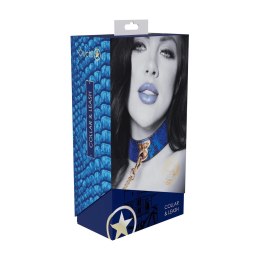 Ouch! Florence Collection Obroża z Smyczą Niebieska Skorzana Fashion