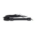 Ouch! Venice Collection Flogger Black - elegancki bat skorzany z uchwytem