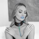 Ouch! Venice Collection obroża z prowadnicą czarna, skora ekologiczna