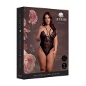 Obsessive Bodystocking koronkowy, regulowane ramiączka, czarny Plus Size