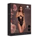 Obsessive Bodystocking koronkowy z fiszbinami, otwarty, czarny, uniwersalny