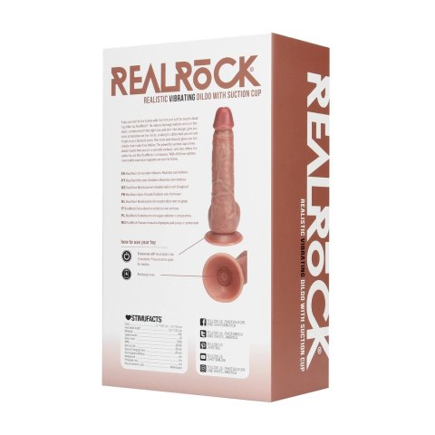 RealRock Tan Model 9 Wibrujący Prosty z Przyssawką 23 cm