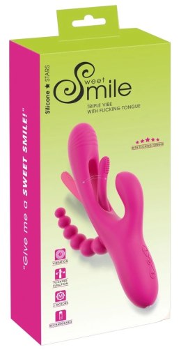 Sweet Smile Triple Vibe Flicking - wielofunkcyjny model potrojny, silikonowy