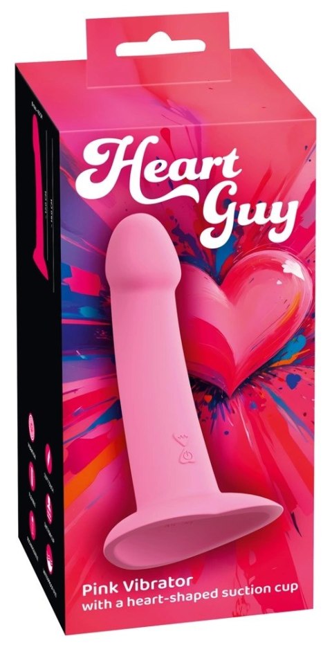 You2Toys Heart Guy Pink model z bazą przyssawką, silikon, 19 cm