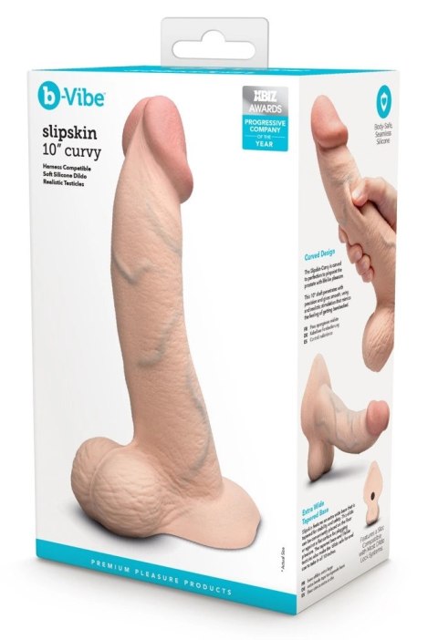 B-Vibe Slipskin 10" Curved - model anatomiczny z elastycznym silikonem, 25 cm