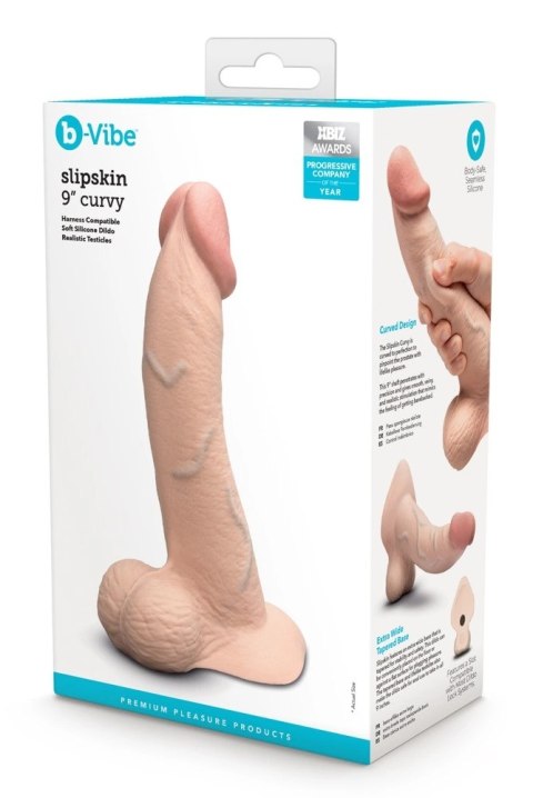 B-Vibe Slipskin 9" Curved silikonowy model anatomiczny kremowy 22,3 cm