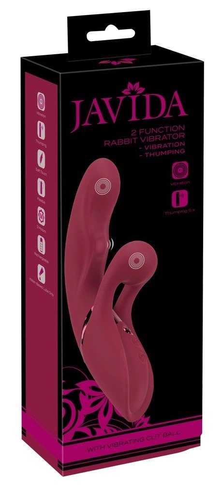 Javida 2-Function Rabbit Vibe Thumpin silikonowy, 22,3 cm, fioletowy