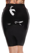 LateX Spodnica Lateksowa Czarna L z Ozdobnymi Pierścieniami