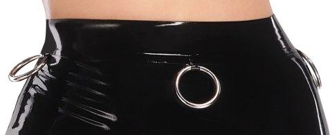 LateX Spodnica Lateksowa Czarna L z Ozdobnymi Pierścieniami