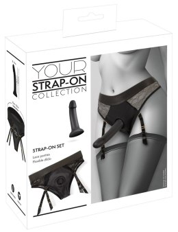 You2Toys Your Strap-On Briefs & Dildo Czarny z Silikonowym Elementem 17,5 cm
