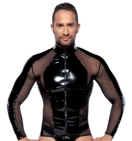 Black Level Winylowa Koszula Długi Rękaw Siatka Czarna M