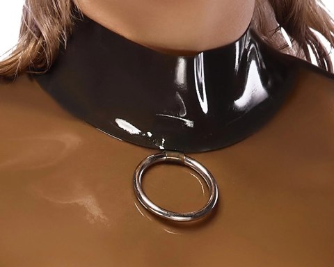 LateX Koszulka Lateksowa Czarna z Długim Rękawem i Pierścieniem L