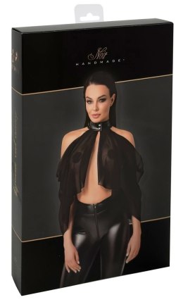 Noir Orgia Top z Tiulu Czarny Zwiewny Asymetryczny XL