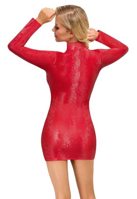 Cottelli PARTY sukienka mini długa rękaw skora węża czerwona S